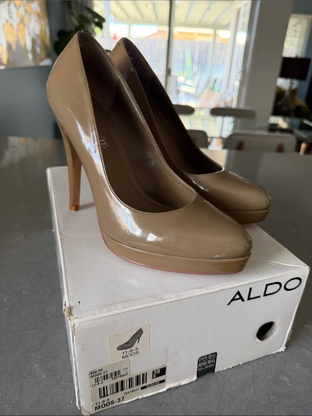 Aldo Nude Patent Platform High Heels